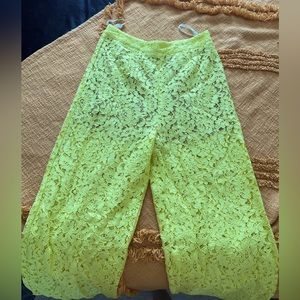 White Fox Floral Lace Highlighter Neon Yellow Dress Pant